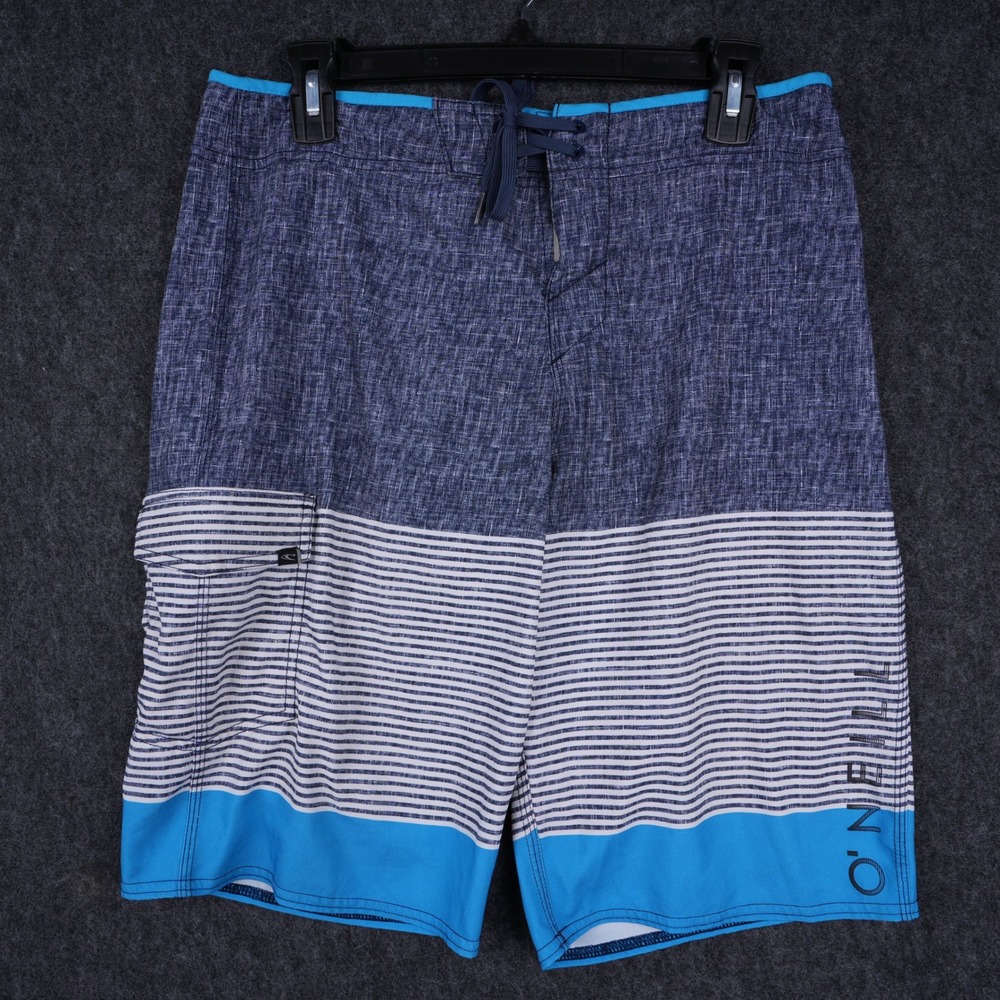 O'Neill Board Shorts Men 30 Blue Striped Excellent Colorblock Swim Trunks